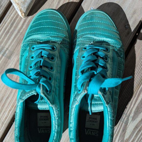 Opening Ceremony x Vans Tie Lace Up Skater Platform Satin Seafoam Green Womens 9 - Picture 5 of 16